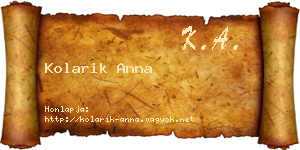 Kolarik Anna névjegykártya